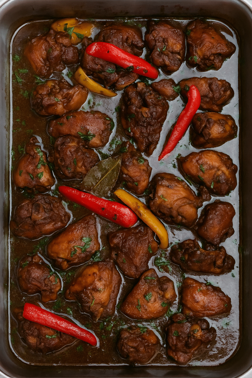 Golden brown chicken-stew