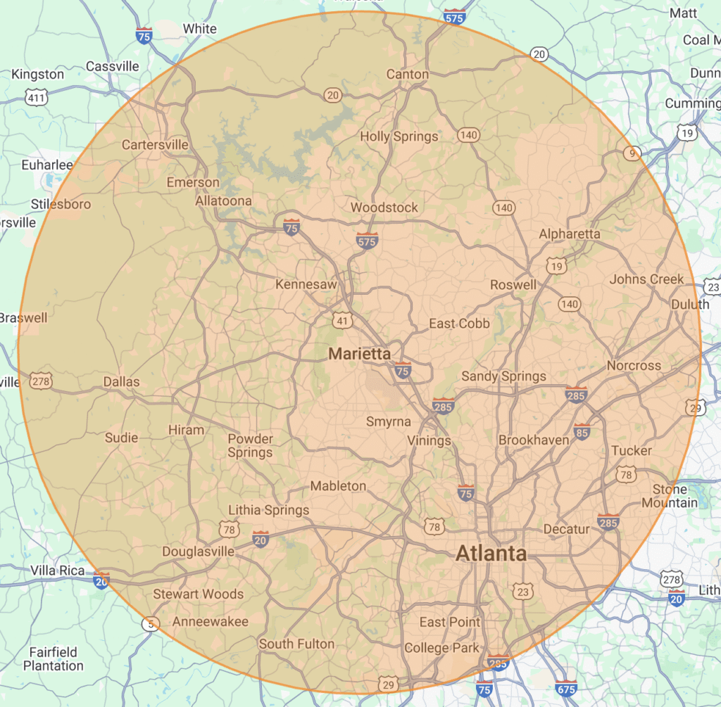 Radius map of Marrietta/Atlanta